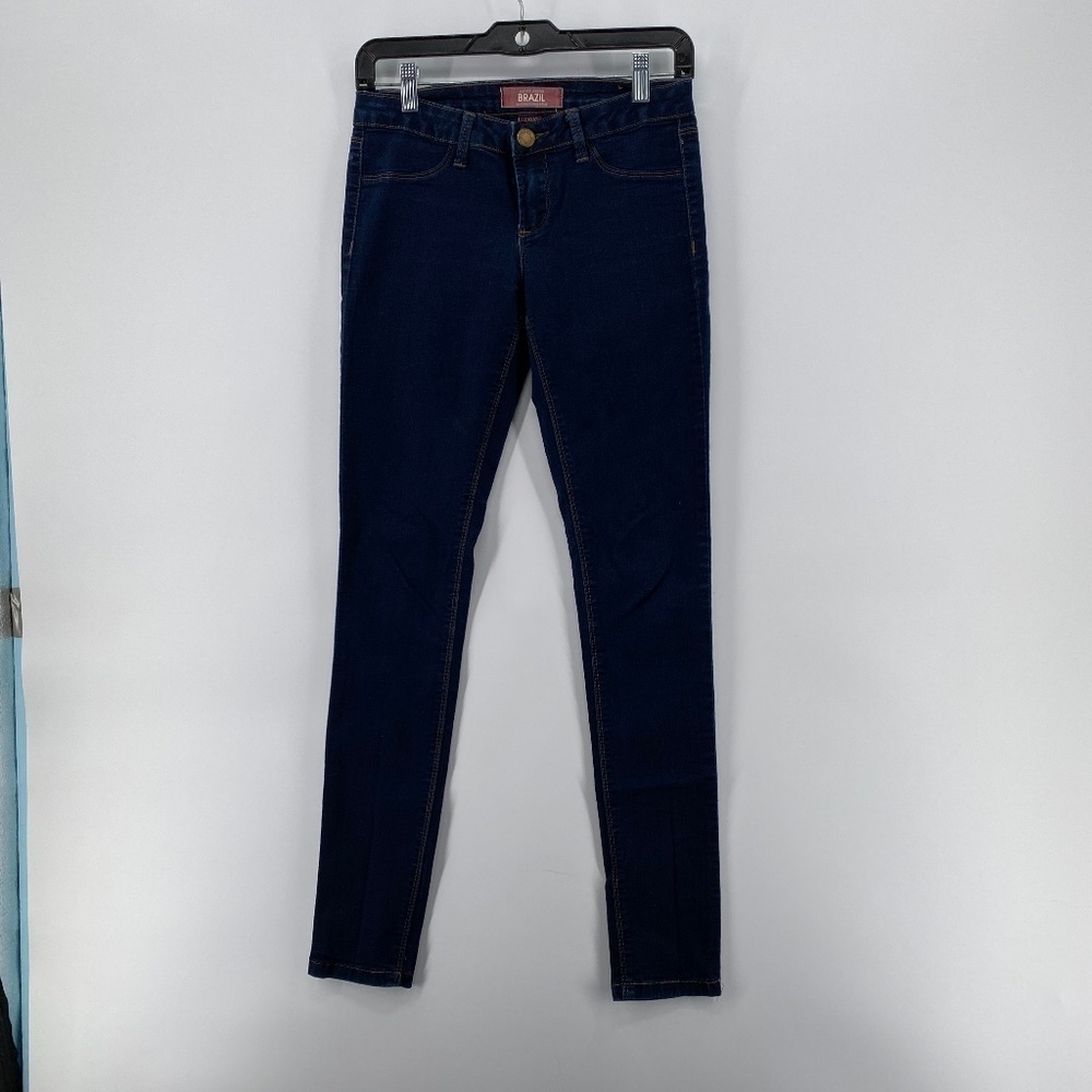 Brazil Jeans Womens Size Small Low Rise Jeggings Blue Denim Stretchy Zip Button